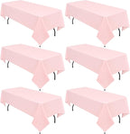 6 Pack Pink Tablecloths for 8ft Rectangle Tables 60 x 126 Inch - Polyester Table Cover Stain and Wrinkle Resistant Washable Fabric Table Clothes for Wedding Party Banquet Reception Restaurant