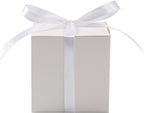 COTOPHER 60pcs Small Gift Boxes, Favor Boxes 2x2x2 inches Paper Gift Boxes with Ribbons Candy Box for Wedding Favors Baby Shower Bridal Shower Birthday Party (White)