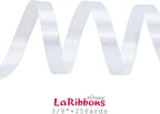LaRibbons White Ribbon 3/8 Inch 25 Yards Luxury Double Faced White Silk Ribbon for Flower Bouquet Crafts Gift Wrapping Wedding Party Decoration