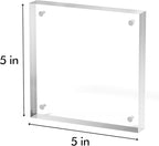 5x5 Acrylic Picture Frame 5 Pack, Clear Freestanding Double Sided Frameless Magnetic Photo Frames, Desktop Display Decor Gift