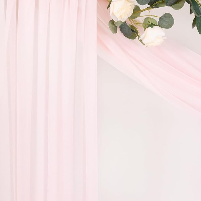 MLMC Blush Pink Wedding Arch Draping Fabric 2 Panels 29" x 20 FT Extra Long Gauze Drapes Sheer Backdrop Curtains 6.6 Yards Outdoor Drapery Panels for Wedding Baby Shower Party Ceiling Decoration