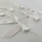 50pcs 2-1/2" White Satin Ribbon Bows with Twist Ties for Wedding Box Gift Wrapping Packing Christmas Decoration (White)