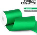 4 Inch 25 Yard Wide Satin Ribbon Green, Solid Fabric Large Ribbon Roll for Cutting Ceremony Wedding Opening Party Decoration, Chairs, Sewing, Festival Pageant Sashes