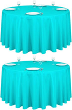 LTC LINENS 2 Pack 120 Inch Round Tablecloth Turquoise - Great for 60 Inch Round Table Floor Length - Washable, Wrinkle Resistant Polyester Fabric Cloth for Parties