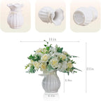 LESING Artificial Rose Silk Hydrangea Flowers Bouquets with Vase Rustic Fake Flowers for Home Decoration Table Centerpiece (White)