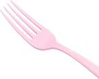 WDF 160 Piece Pink Plastic Silverware - Heavy Duty Pink Silverware Includes 80 Forks, 40 Spoons, 40 Knives, Plastic Utensils Perfect for Wedding, Party