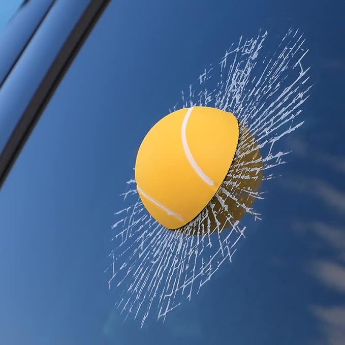 Car 3D elf Ball car Sticker, car Window Funny Creative Decorative Sticker(18cmx18cmx3cm) (Yellow Football)