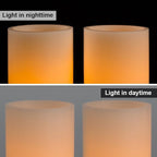 Homemory 5"x3" Wax Flameless Candles, Battery Operated LED Pillar Candles with Remote Control & Timer, Amber Yellow Flickering Light for Party, Wedding, Festival, Ivory, Indoor Only, Set of 2