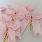 50pcs 3.5" Double Face Satin Pink Bows with Twist Ties Bows Wine Bows Tie with Fish Tail Cutting (Pink)