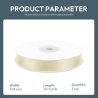 KMER LIFE 5/8" Wide x 50 Yards Ivory Single Faced Polyester Satin Ribbon - Perfect for Wedding Decor, Wreaths, Crafts, Gift Wrapping & Other Projects