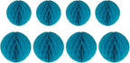 8pc Honeycomb Balls Party Decorations 8'' 10'' Tissue Paper Pom Poms Flower Balls Hanging Paper Honeycomb Balls for Party Baby Shower Birthday Wedding Nursery Wall Decor(8'' 10'' Teal)
