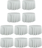 LTC LINENS 10 Pack 108 Inch Round Tablecloths Silver - Bulk for 48 Inch Round Table Floor Length - Wrinkle Resistant Polyester Fabric Cloth for Wedding