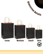qiqee 50-Packs Black Paper Gift Bags with Handles Bulk 4.5"x2.5"x6" Mini Size Party Favor Bags Multiple Uses