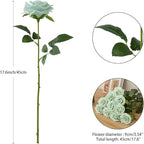 Artificial Rose 10pcs Open Flower Bouquet Sage Green Faux Rose Stems for Wedding Arrangement, Bridal Bouquet, Centerpiece, Fake Faux Silk Flowers