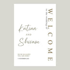 Generic Gold Wedding Sign, 12x18, 18x27, 24x36 inches, Plastic, Rustic & Elegant Style, Welcome Card Included