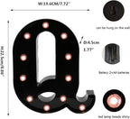 OYCBUZO Light Up Black Alphabet Marquee Letters Sign LED Marquee Number Lights Sign for Night Light Home Bar Christmas Lamp Birthday Party Wedding Decoration Q