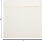 LUXPaper Square Invitation Envelopes | Peel & Press | 8" x 8" | Natural | 70lb. Text | 50 Qty