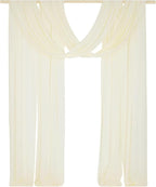 SHERWAY 2 Panels 30Ft Extra Long Chiffon Arch Drapes for Wedding Party Reception Backdrop Ceremony Swag Decoration (Ivory & Ivory)
