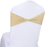 VDS Pack of 50 PCS | Champagne | Spandex Chair Sashes Bows Without Buckle | Stretch Elastic Banquet Universal Folding Chair Band Tie with for Wedding Party Conference Celebration Event Decoration