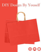 qiqee 100PCS Large Gift Bag with Handles Bulk 13"x4.5"x10" Gift Bags Kraft Red Multiple Uses (32x11x25cm,Wide Large)