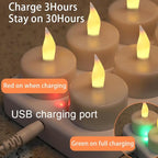 Rechargeable LED Tea Lights, Flickering Flameless Candles with Remote Timer, 12 PCS Electric Battery Operated Candles with Charging Base for Christmas Halloween Weddings Decorative