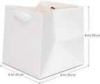 White Paper Gift Bag Small Square Bottom Kraft Paper Bags with Handles for Wedding Baby Shower Birthday Party (White, 8 x 8 x 8 in, 10 CT)