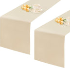 2 Pack Beige Small Short Table Runner 12 x 24 Inch Solid Color Runners Coffee Table Dresser for Daily Party Home Decoration
