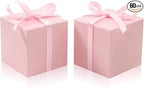 COTOPHER 60pcs Small Gift Boxes, Favor Boxes 2x2x2 inches Paper Gift Boxes with Ribbons Candy Box for Wedding Favors Baby Shower Bridal Shower Birthday Party (60pcs 2x2x2, Pink)