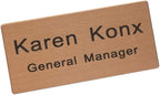 Custom Engraved Name Tag Badge for Business Personalized Metal Identification with Pin or Magnetic Backing Stainless Steel ID Badge (Rose Gold/Black, 1.5" x 3")