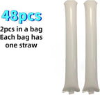 48pcs Round Head Boom Sticks Thunder Sticks Cheering Sticks Team Spirit Plastic Cheerleading Spirit Stick Clapper Inflatable Noise Maker Sports Supply (White)