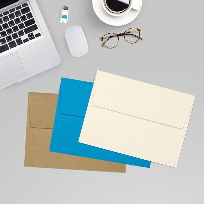 LUXPaper A7 Invitation Envelopes | Peel & Press | 5 1/4" x 7 1/4" | Natural | 80lb. Text | 30% Recycled | 50 Qty
