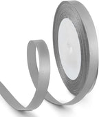 3/8 Inch 25 Yards Satin Ribbon Silver, Solid Color Fabric Ribbon for Gift Wrapping, Wedding, Polyester Gift Ribbon for Birthday Party Decoration, Craft, Hair, Floral, Sewing