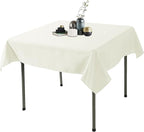 Ascoza 2pack 52x52 Inch Ivory Square in Polyester Fabric Tablecloth for Wedding,Banquet,Restaurant and Parties