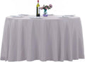 Ascoza 2pack 132 Inch Silver Round Tablecloth in Washable Polyester Fabric for Wedding/Banquet/Restaurant/Parties
