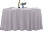 Ascoza 2pack 132 Inch Silver Round Tablecloth in Washable Polyester Fabric for Wedding/Banquet/Restaurant/Parties