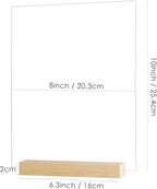 JINMURY 8x10 Inch Clear Acrylic Sign with Holder- 6 Pack Blank Clear Acrylic Sheets and Wood Stands, DIY Blank Table Sign for Wedding Party Reception (6 Pack 8x10 Inch)