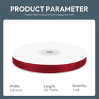 KMER LIFE 3/8" Wide x 50 Yards Wine Red Single Faced Polyester Satin Ribbon, Wine Red Satin Ribbon Perfect for Wedding Decor, Wreath, Crafts, Gift Wrapping & Other Projects (Wine Red)