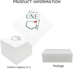 Golf Cocktail Napkins 2-Pack, 200 Count Hole in One First Birthday Golf Themed Paper Disposable Napkins for Baby 1st Hole In One Birthday Decorations, Golf Party Supplies, 2-Ply, 5x5 Inches