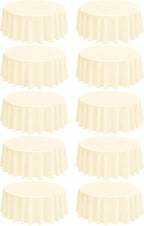10 Pack Round Tablecloths - 108 Inch, Beige Polyester Table Cover for Round Tables, Stain and Wrinkle Resistant Washable Fabric Table Cloth, Polyester Tablecloth for Wedding Banquet Partie
