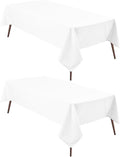 Hiasan 2 Pieces White Rectangle Tablecloth - Waterproof and Spillproof Restaurant Washable Polyester Table Cloth for Dining Room, 70 x 120 Inch