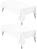 Hiasan 2 Pieces White Rectangle Tablecloth - Waterproof and Spillproof Restaurant Washable Polyester Table Cloth for Dining Room, 70 x 120 Inch