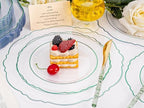 Liacere 150PCS Clear and Green Plastic Plates - Disposable Plates with Glitter Bamboo Handle Cutlery - 60 Baroque Elegant Plates,30Forks,30Spoons,30Knives for St. Patrick's Party
