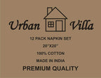 Urban Villa Dinner Napkins Pizza Print Cloth Napkins (Set of 12) Oversized 20x20 Inches 100% Cotton Premium Quality Soft Durable with Mitered Corners Reusable Washable Everyday Use Napkins