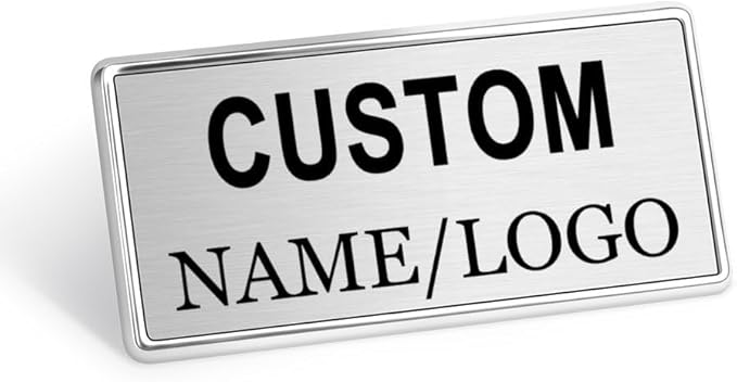 Custom Name Tags ID Badges with Logo Name Personalized Name Badges Name Tag ID Badges with Pin Backing Customizable Name Tags for Business Offices Stores Restaurant, 1.5x2.8 in, 100PCS