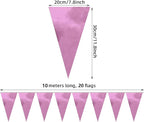 20M/65FT Pink Triangle Pennant Banner Flag Metallic Fabric Bunting Garland for Christmas Graduation Wedding Engagement Anniversary Bachelorette Birthday Bridal Shower Valentines Hen Party Supplies