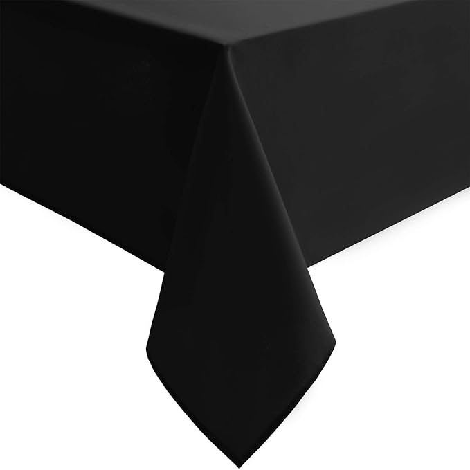 Hiasan Black Rectangle Tablecloth - Waterproof Washable Polyester Fabric Table Cloth for Party, Wedding, Banquet and Restaurant, 90 x 156 Inch