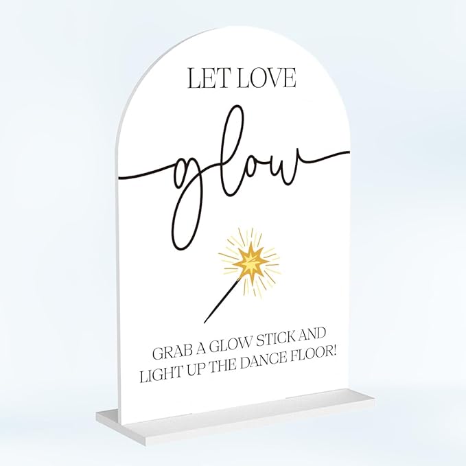 Wedding Glow Sticks Light Up Sticks Sign for Reception Acrylic Arch Dance Floor Props Table Decor Signs for Wedding Bridal Shower 7 x 5 Inches