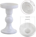 6-Piece Set of White Glass Candlestick, Crystal Candlestick Holder Holder and Conical Candle, Christmas Candle Holder Decoration, Family Living Room Wedding Candle Holder (white2sets)