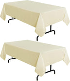 sancua 2 Pack Beige Tablecloth 54 x 78 Inch, Rectangle 4 Feet Table Cloth - Stain and Wrinkle Resistant Washable Polyester Table Cover for Dining Tables, Buffet Parties and Camping