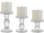 3-Piece Set of Glass Candlestick, Crystal Candlestick Holder Holder and Conical Candle, Christmas Candle Holder Decoration, Family Living Room Wedding Candle Holder (Clear)